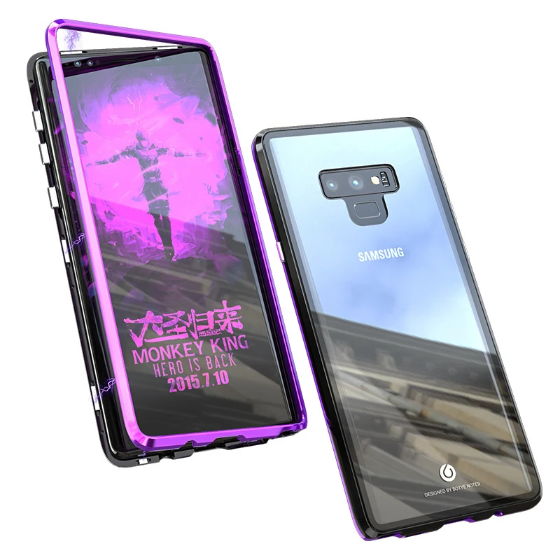

Transparent Magnetic Armor Case For Samsung Galaxy Note 9 8 Phone Magnet Bumper frame With Glass Cover Case For Samsung Note 9 8