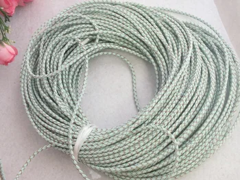 

Free shipping !! Z-4151 50m/lot Blue Braided Leather Cord 3mm