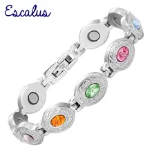 Escalus красочные хрустальные камни женский магнитный браслет заживление из Нержавеющей Стали Био дамы звено цепи браслет Шарм женский