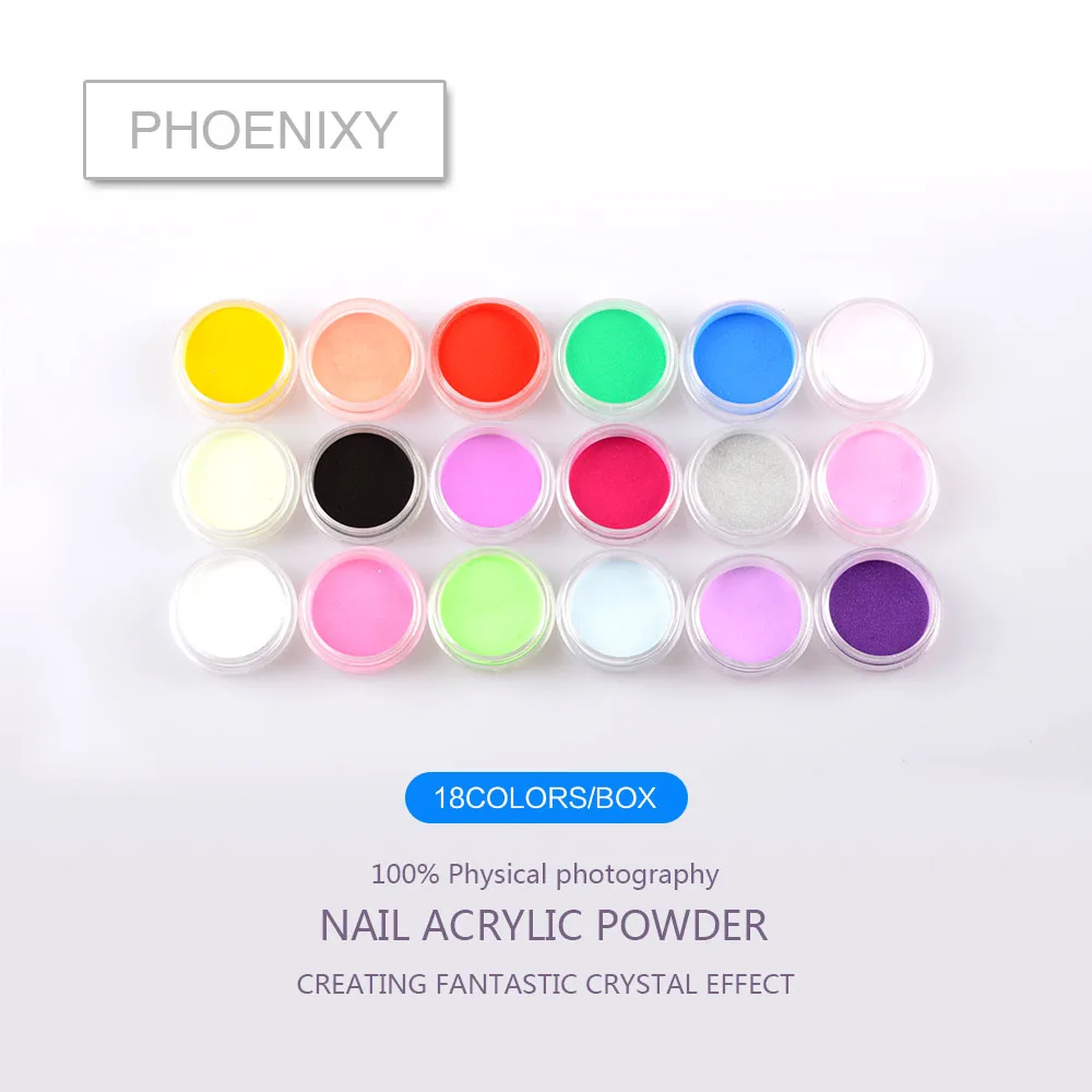 

18 Beauty Nail Gel Nail Art Acrylic Powder Colors Set Bulider Cave Acrylic Nail Sculpture For UV Gel Tips Clear