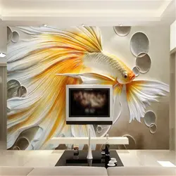 Beibehang 3D Золотая рыбка тиснением ТВ фон 3d гостиная, спальня обои для стен 3 d украшения дома обои