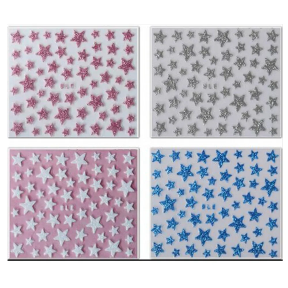 

1x NEW Glitter Shinning Star Designs Nail Decals 3d Nail Art Stickers Manicure Pedicure Salon Express Foils Styling Tools NC132