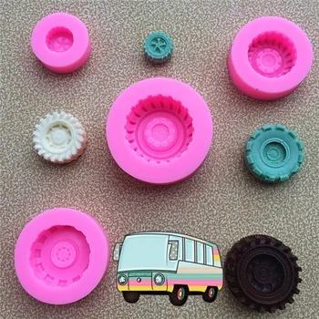 

4pcs/set Kitchen Baking Sugarcraft Decorating Mould Silicone Mold Tires Wheel Cartoon Fondant Cake Molds Chocolate Mould Tools