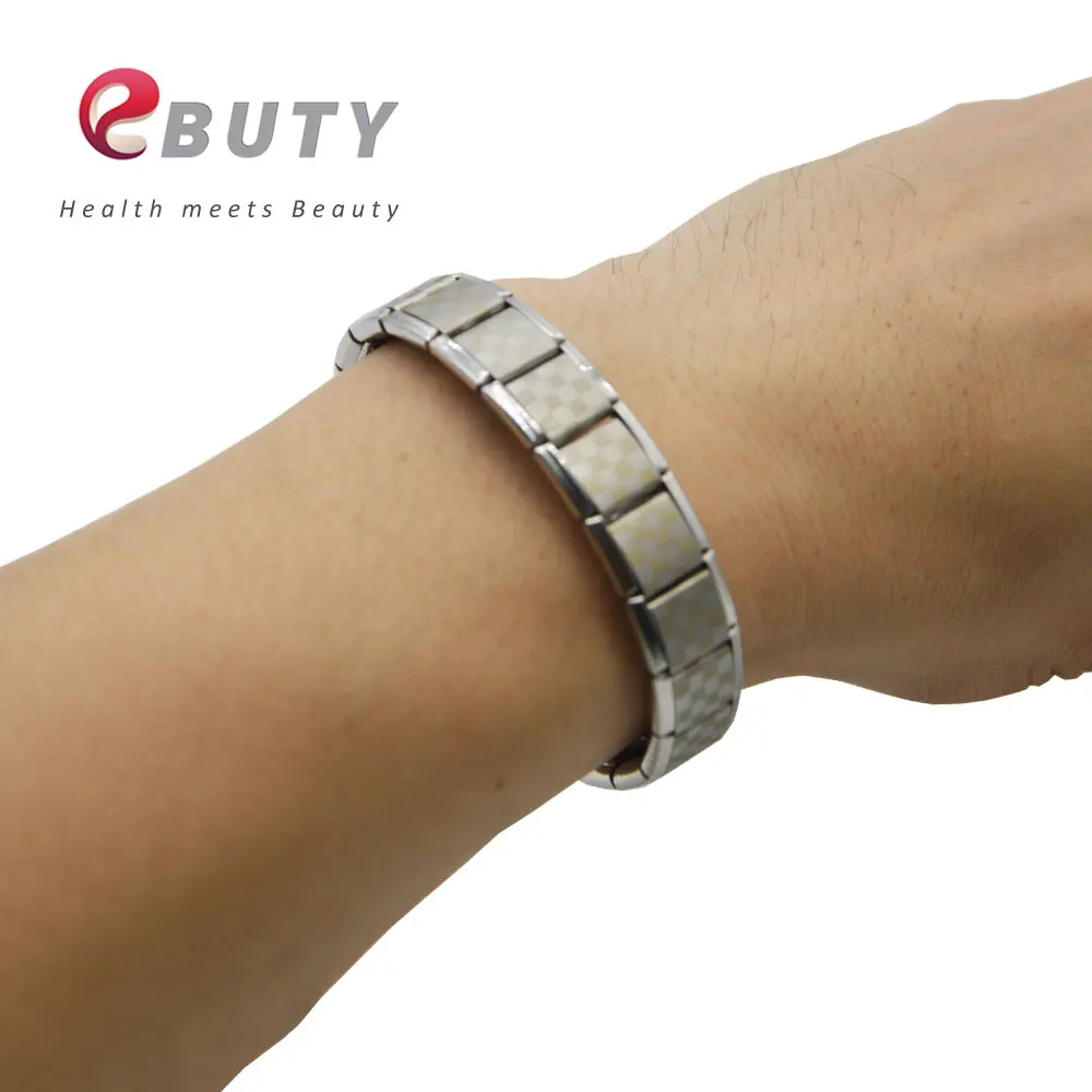 EBUTY Silver Stainless Steel Bracelets Men Sports Bangles Fashion