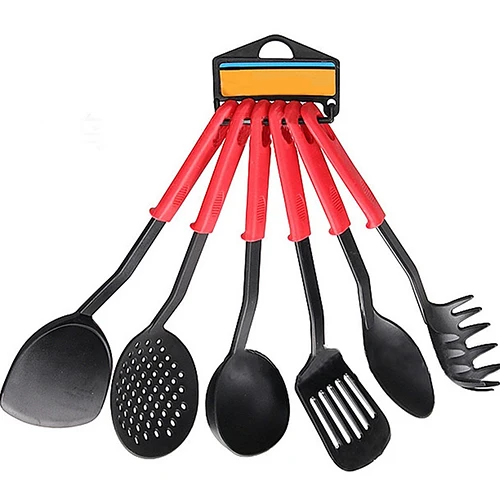 6 Piece Home Kitchen Sets Cooking Tools Nylon Spatula Spoon Forks Utensils Cookware Easy Hanging Kitchenware