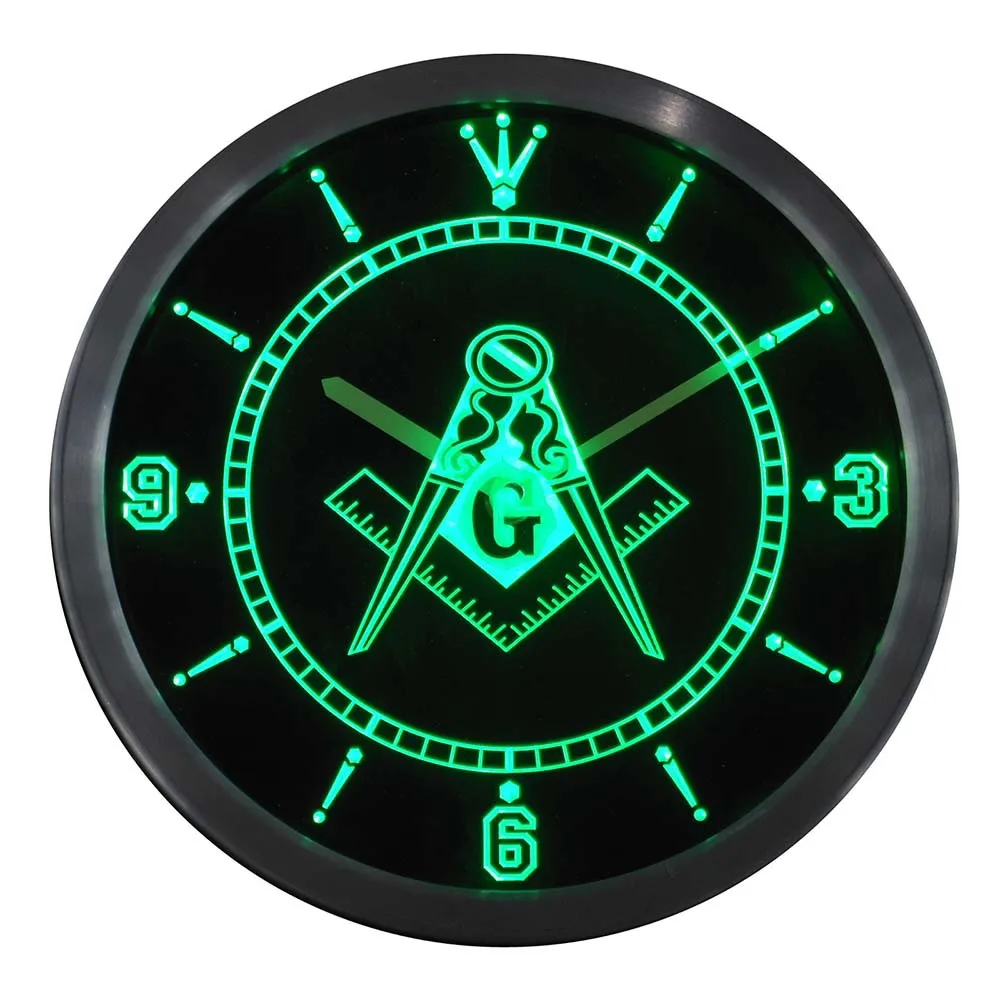 Nc0087 масонский масон, вольный каменщик неоновый светильник светодиодный настенные часы
