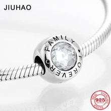 Модный тренд, 925 пробы, серебро, прозрачный CZ, семья навсегда, тонкие бусины, подходят к оригиналу Pandora, браслет, ювелирное изделие