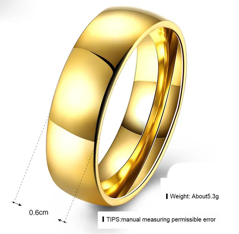 NFS Classic Stainless Steel Ring Gold-color Wedding Rings Smooth Lovers Wedding Alliance Bridal Jewellery Sets Couples Ring