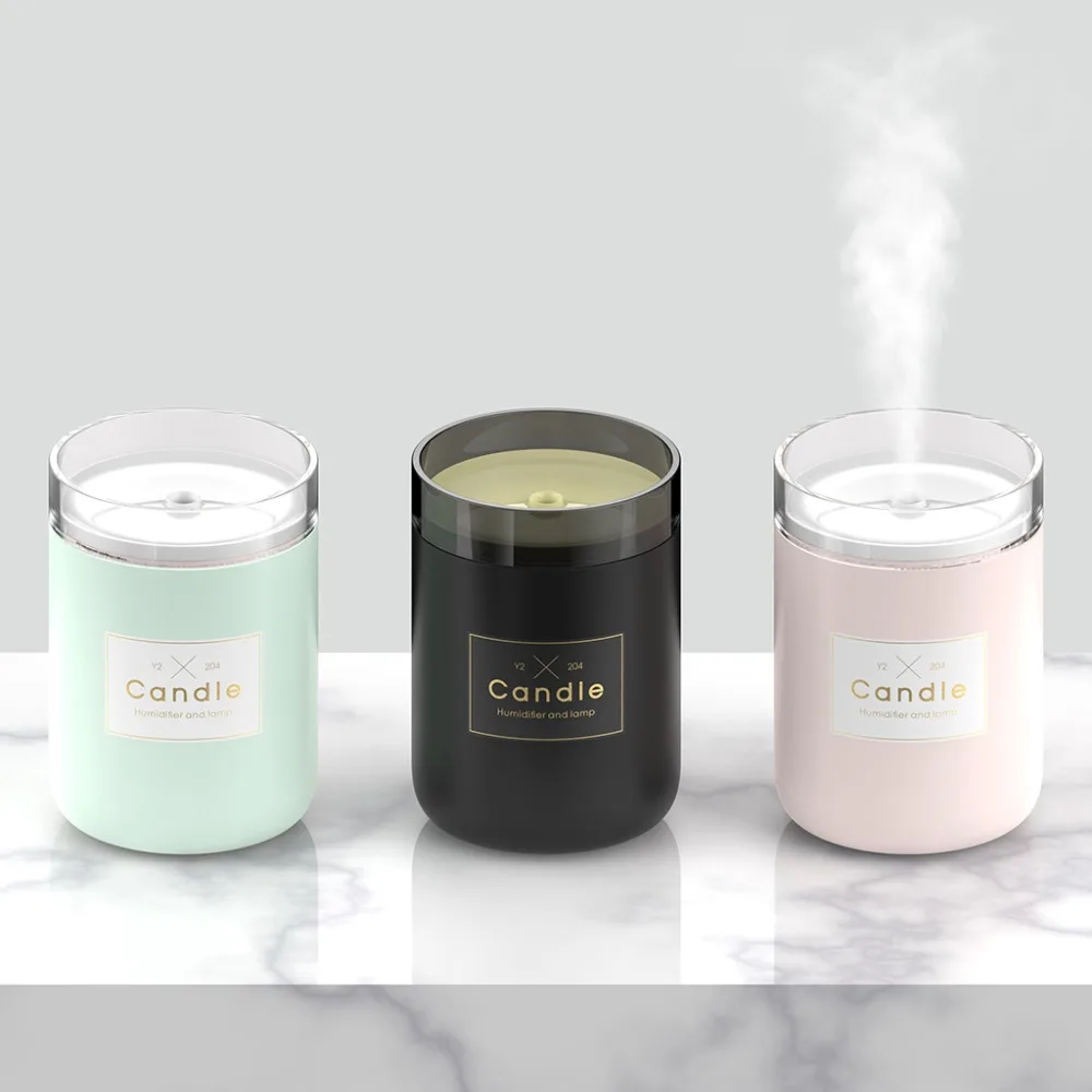 

3 In 1 USB Air Humidifier Kit Electric Candle Light Electric Fragrance Essential Oil LED Diffuser USB Rechargeable 70ml