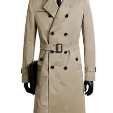 Мужской Тренч, мужская одежда размера плюс, весенний и осенний длинный Тренч, дизайнерские двубортные пальто, Мужская модная верхняя одежда цвета хаки