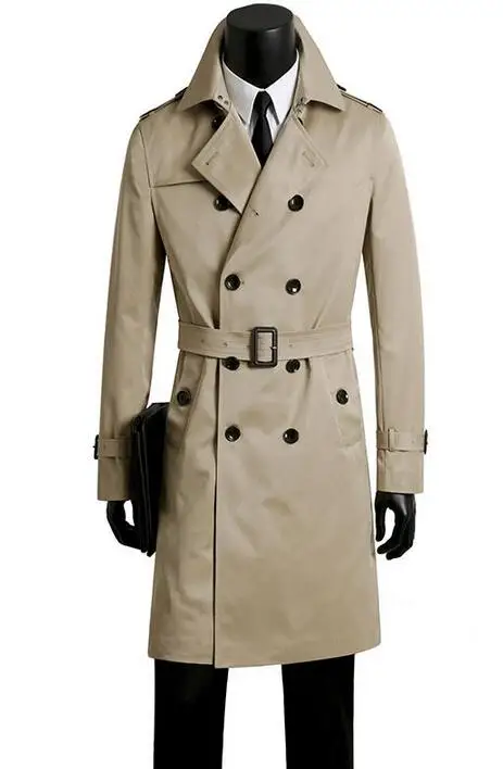 Male trench coat men's clothing plus size spring and autumn long trench ...