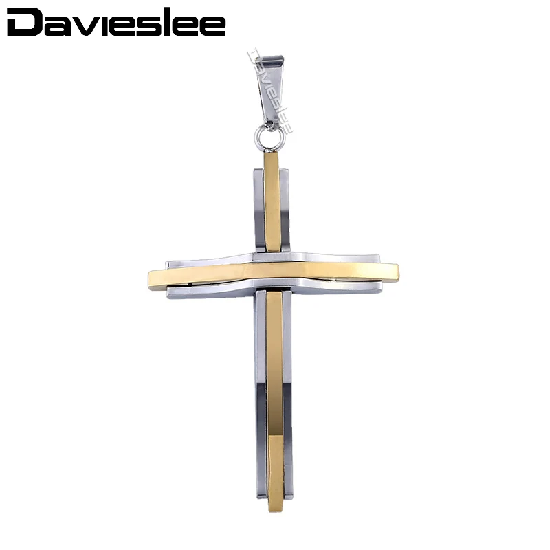 Davieslee 15 стилей, из нержавеющей стали крест кулон для Для мужчин цвета: золотистый, серебристый тон нескольких слоев прозрачными камнями Мода ювелирные изделия DLKPP1 - Окраска металла: KP39