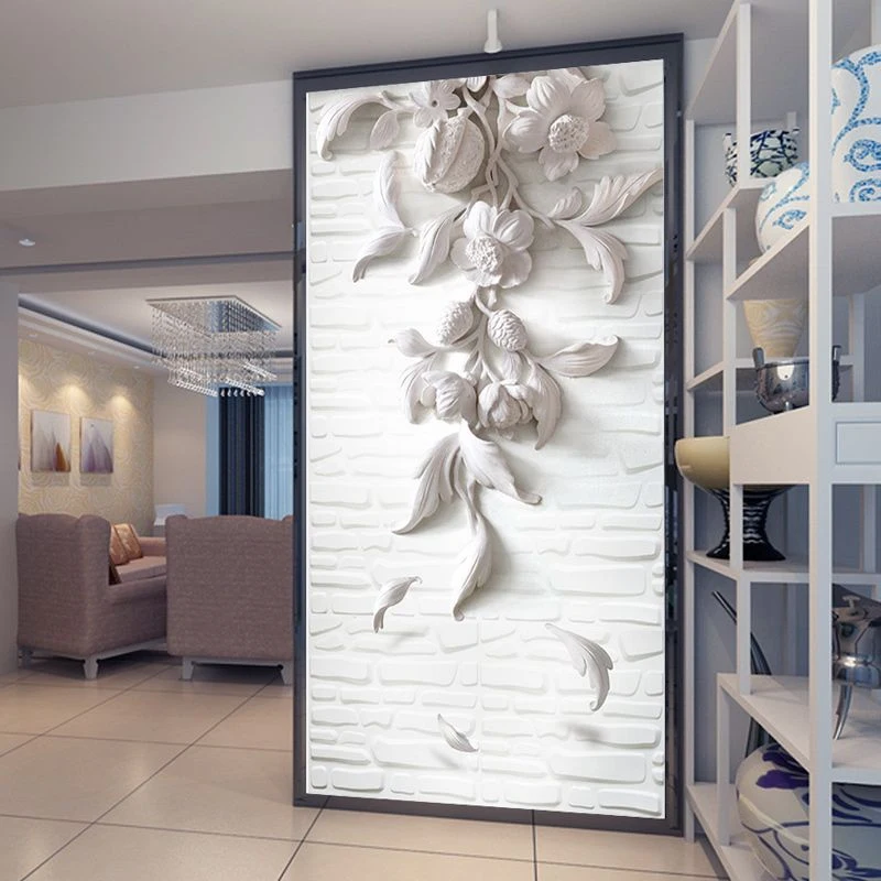Mural 3D de pared Arte floral en piedra blanca Esculturas Floral MURALES 3D DE PARED