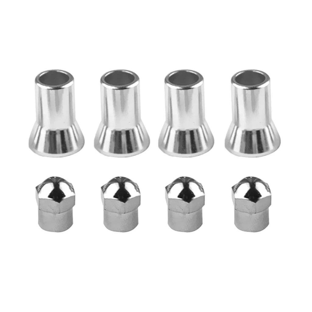 4 Sets TPMS Tire Valve Stem Caps & Sleeve Covers For American Car And Truck Set of Four Chrome Sleeves and Four Chrome Caps