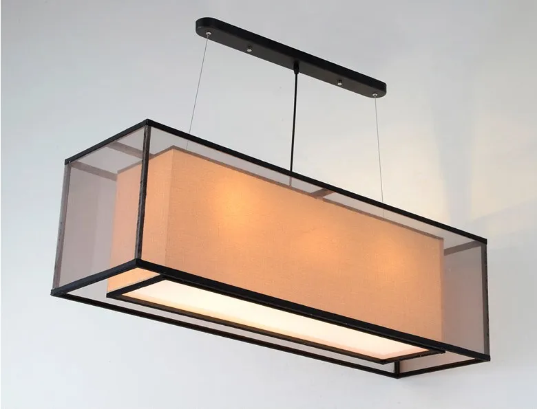 

Retro literature double rectangular transparent iron sheepskin Pendant Light custom Double Square Restauran pendant lamp lo10