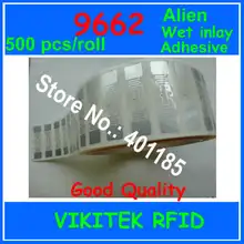 Alien 9662 UHF RFID adhesive wet inlay 500pcs per roll 860-960MHZ Higgs3 915M EPC C1G2 ISO18000-6C can be used to RFID tag label