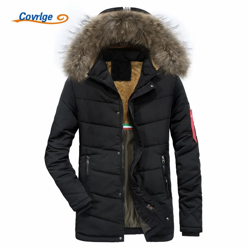 lightweight parka Covrlge Men Parka Coat 2018 Men's Warm Winter Jacket Men Slim Thicken Fur Hooded  Style Padded Male Hooded Coats S-4XL MWM066 black parka