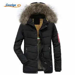 Covrlge 2018 Для мужчин парка из хлопка длинное пальто зимняя куртка Для мужчин s Модное зимнее пальто Плотные пуховики искусственным мехом
