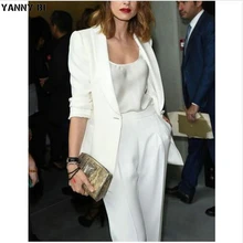 Белый женский деловой офисный смокинг, формальная модная рабочая одежда, костюм bespoke, женские брючные костюмы