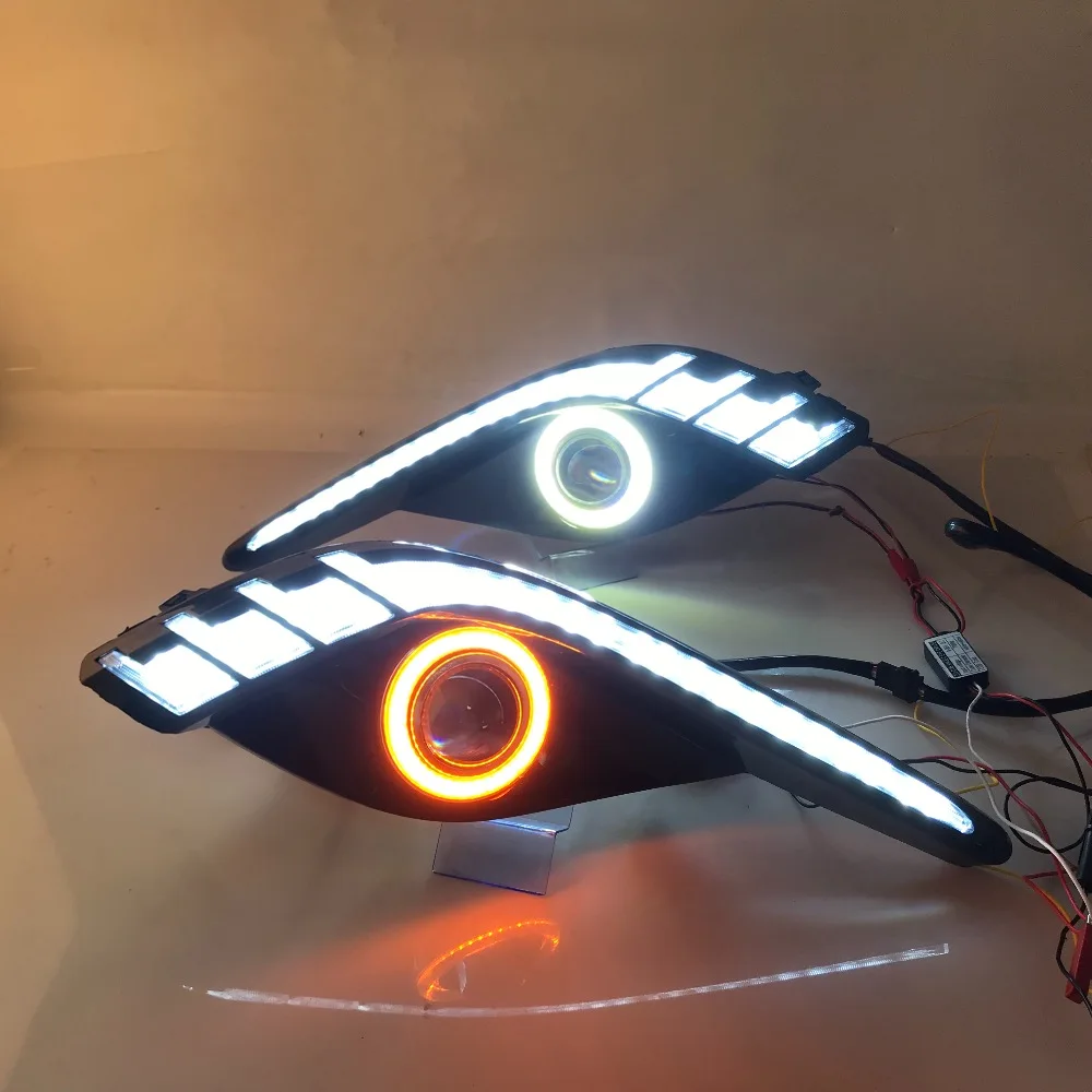RQXR противотуманная фара вождение свет в сборе для Mazda 6 atenza cob angel eye светодиодные дневные ходовые огни сигнал поворота синий ночной режим