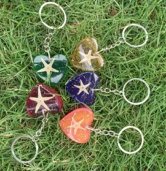 

FREE SHIPPING wholesale lots 10 PCS five star jewelry mixed colorful heart charming nice keychain