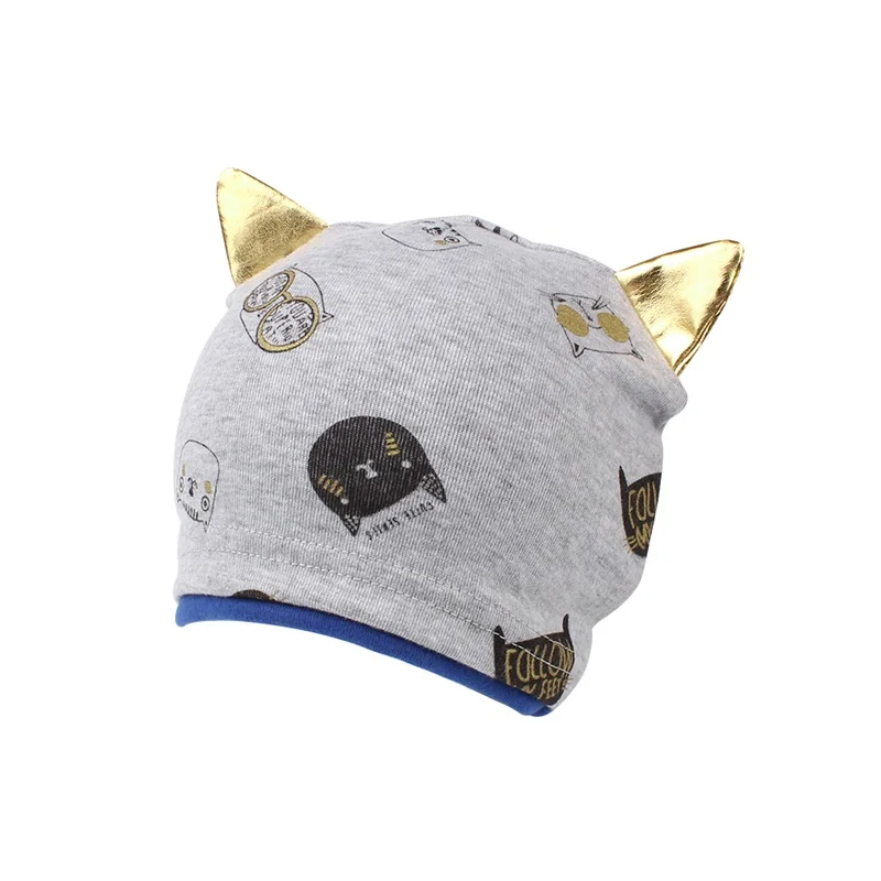 Cat Cartoon Baby Hat With Ears Cotton Soft Infant Beanie Spring Cute Print Baby Hat For Girls New Toddler Hat Baby Boys Clothing (10)