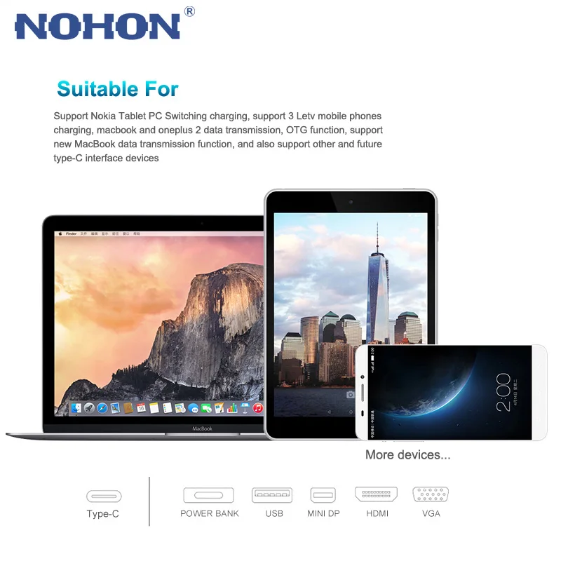 Оригинальный кабель NOHON USB 3 0 Type C 3A для Samsung Xiaomi Nokia LG MacBook Huawei Android Быстрая зарядка