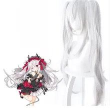 Парик Azur Lane Косплей Azur Lane парик вампира 80 см длинные термостойкие синтетические серебряные белые волосы Хэллоуин косплей реквизит