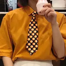 Корейский ulzzang женский Harajuku модный волнистый клетчатый галстук на шею Повседневный полосатый винтажный галстук в стиле хип-хоп bf tide Мужской оранжевый студенческий галстук