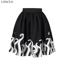 Leimolis Осень 3D готический рисунок Щупальца черного осьминога Для конькобежца Сексуальная плиссированная Лолита Женская длинная а-образная юбка с высокой талией