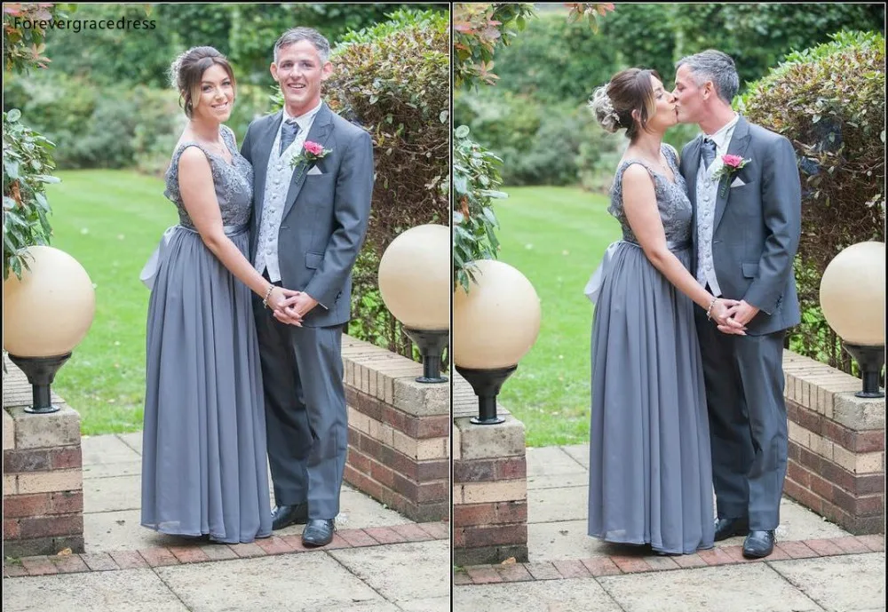 Ink Blue Bridesmaids Dresses Country Bohemian Wedding Guest Party Evening Gowns A Line Lace Top V Neck Chiffon Long Maid of Honor Wear  95 (6)