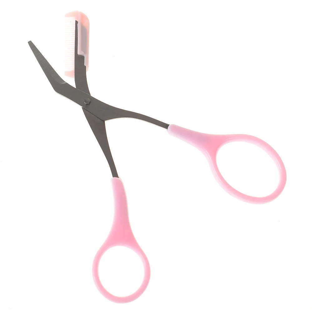 

Pink Eyebrow Trimmer Scissors With Comb Lady Woman Men Hair Removal Grooming Shaping Shaver eye brow trimmer Eyelash Hair Clips