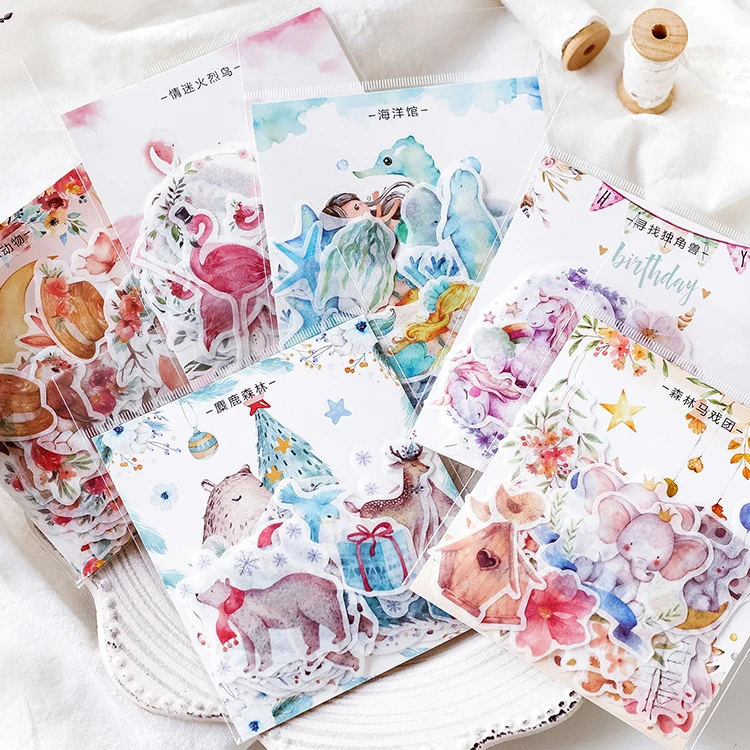 

40PCS/ PACK Kawaii Cute Deer Unicorn Sticker Diary Marker Stationery Stickers Scrapbooking School Supplies Bullet Journal sl1573