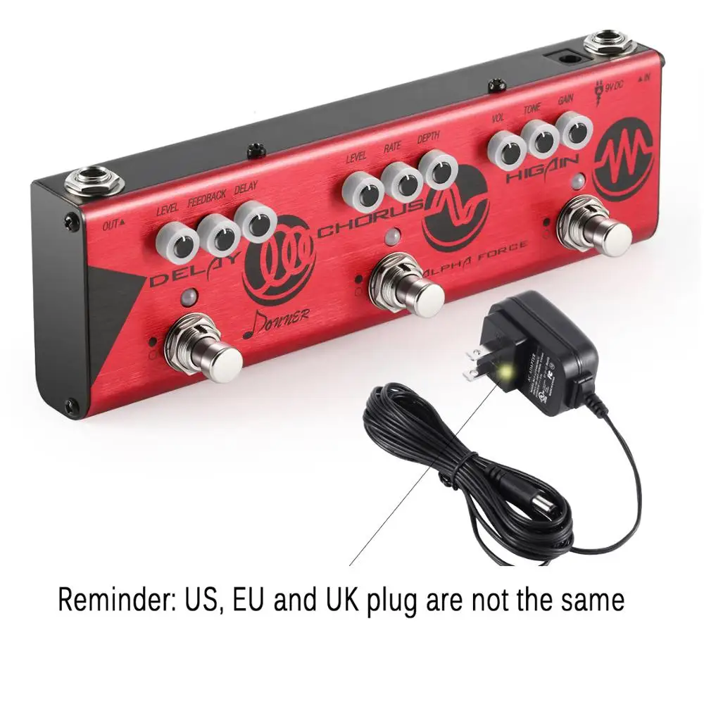 Donner 3 In 1 Multiple-effect Electric Guitar Pedal Delay Chorus Distortion Higain Reverse Modulation Effects Chain Pedal New Donner 3 In 1 Multiple-effect Electric Guitar Pedal Delay Chorus Distortion Higain Reverse Modulation Effects Chain Pedal New