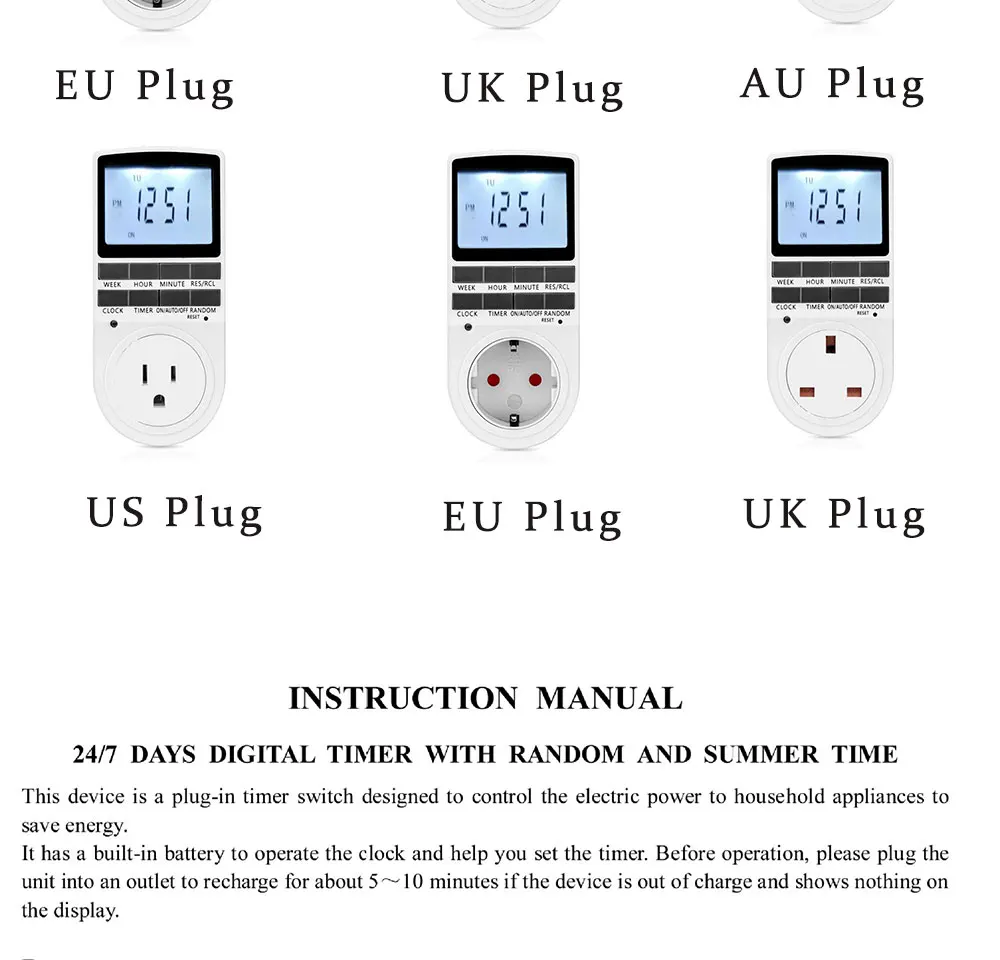 ЕС Великобритания США FR Тип Электрические 7 дней еженедельная программируемая подсветка настенный штекер цифрового соединения выключатель с таймером розетка мощность