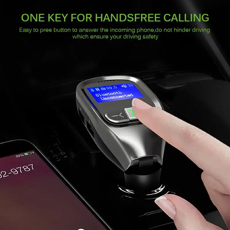 Onever, свободные руки, FM передатчик, автомобильный громкой связи Bluetooth передатчик ЖК-дисплей MP3 плейер Aux Вход с подключенным накопителем USB Зарядное устройство