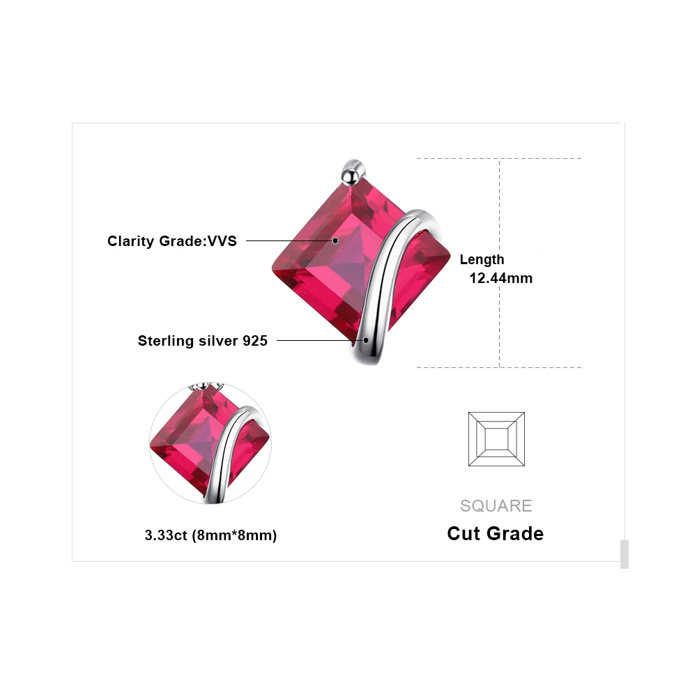 Jewelrypalace классический квадратный 3.3ct создан рабис кулон Цепочки и ожерелья