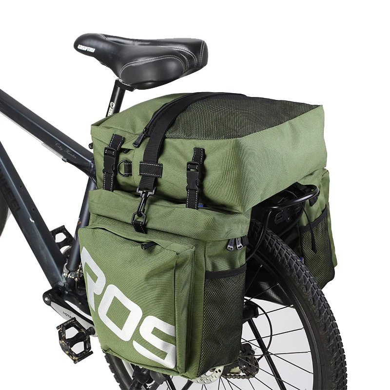ROSWHEEL 14892 carretera de montaña bicicleta 3 en 1 baúl bolsas ciclismo doble lado Rack trasero cola alforjas asiento paquete luggage Carrier - 1