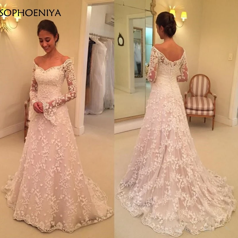 

New Arrival Long sleeve Lace wedding dress 2019 Vestido de noiva Cheap wedding gowns Sexy Trouwjurk vestido de festa longo