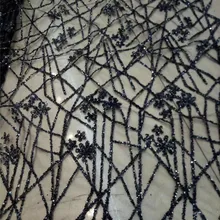 Черный цвет высокого качества клееный блеск Тюлевое кружево с пайетками ткань последние французские нигерийские YG-337 для женщин свадьбы