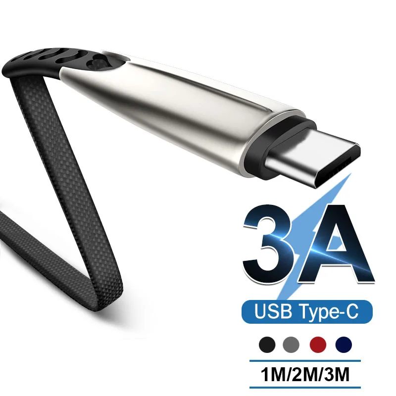 

3A 3M USB Type C Charger Cable For Samsung Xiaomi Redmi 1M Fast Charging Wire For Huawei Mobile Phone Data Sync Type-C Cord 2M