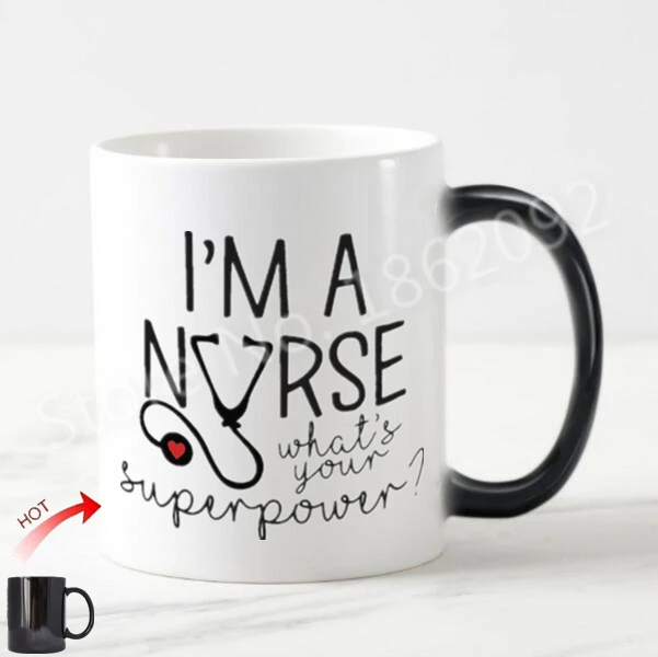Funny Coffee Mug Tea Cup for Nurse Novelty I'm A Nurse What's Your Super Power Magic Mugs Nurses
