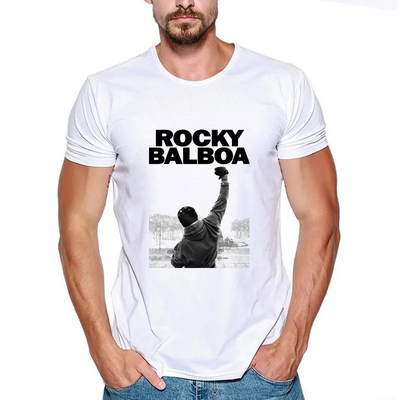 

Tshirt Men Rocky Balboa Letter Print T Shirt Hip Hop Casual t-shirt High Quality Male Homme Comfort Cotton T Shirt
