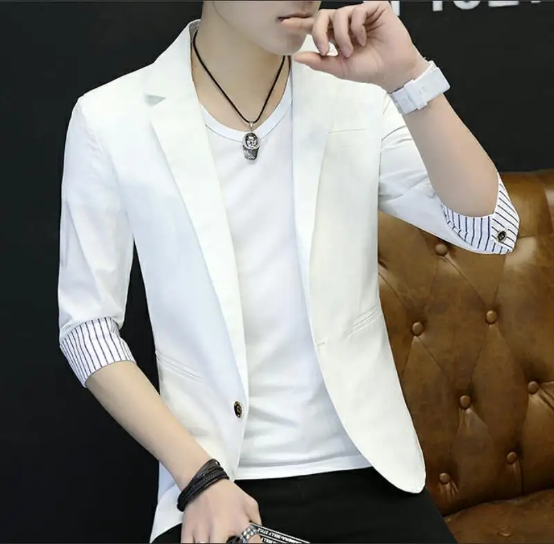 

fashion summer blazers men coat 2019 new Short sleeve suit male outerwear slim men's blazer