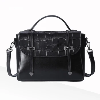 

Crocodile pattern handbags new women totes bags Famous brand design split leather shoulder bag ladies fashion handbag leather