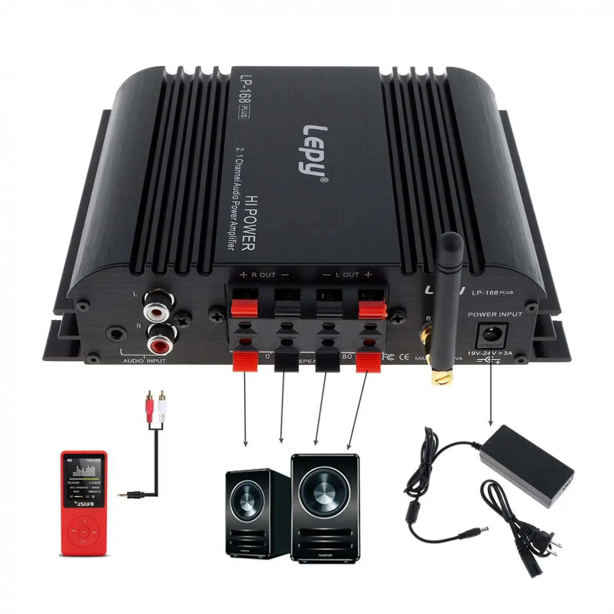 Универсальный Hi-Fi стерео USB Bluetooth автомобильный аудио усилитель поддержка EDR Bluetooth 2,1 канал/сабвуфер/U диск с пультом дистанционного управления