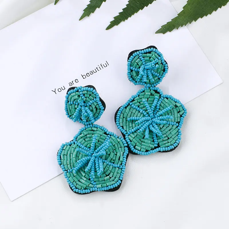 HTB1k.PCaKL2gK0jSZFmq6A7iXXas - AENSOA 2019 Korean Geometric Pendant Earrings Multiple Drop Earrings Unique Design Flowers Resin Acrylic Shell Dangle Earring