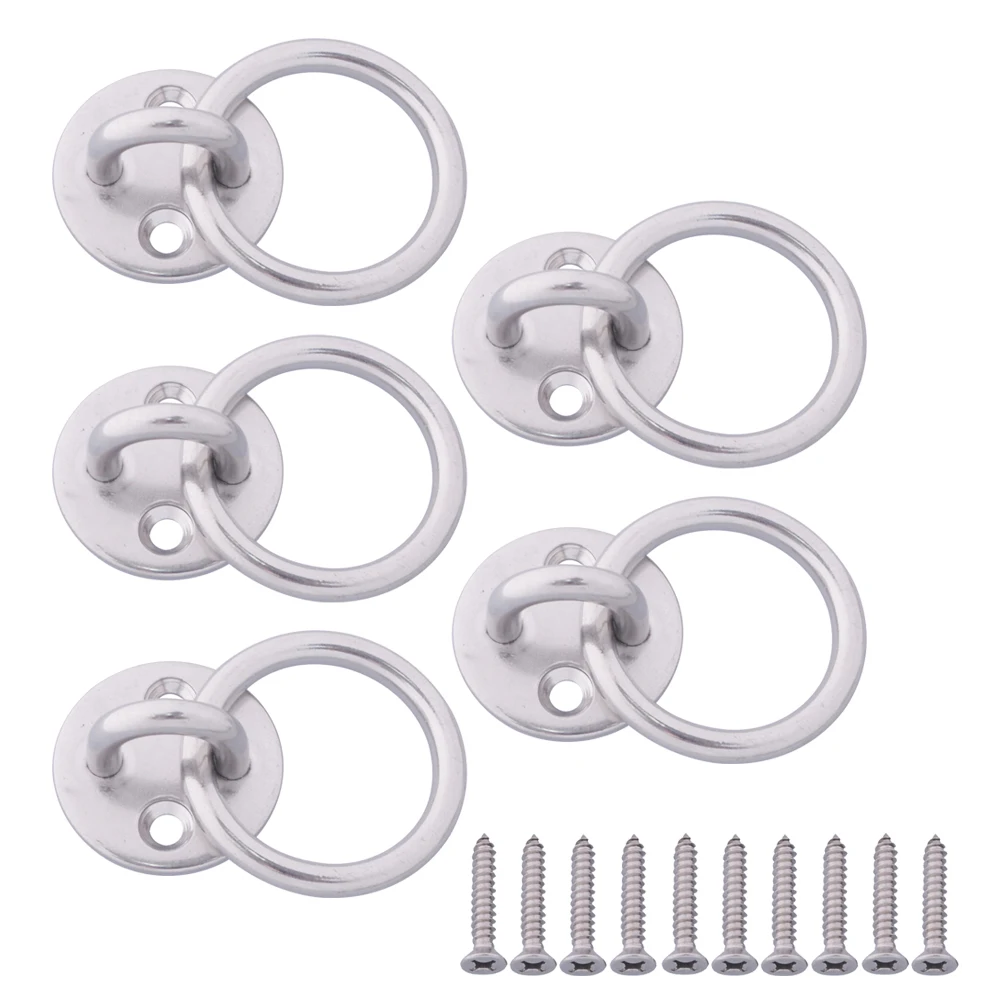 5Pcs 304 Stainless Steel M5 Round Sail Shade Pad Eye Plate U shaped