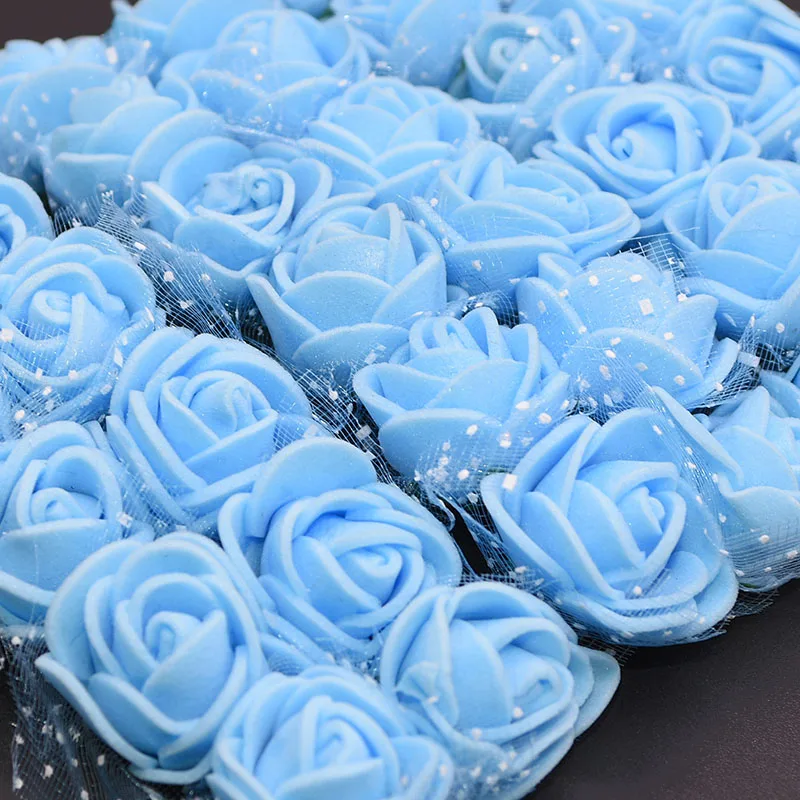 blue 24/36/72/144 шт Декоративные Teddy Bear розы из вспененного полиэтилена, искусственный шелк букет цветов для домашнего Свадебный цветок Декор Искусственный цветок Роза - Цвет: blue
