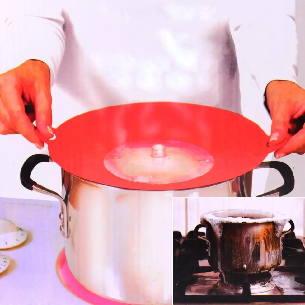 

Flexible Spill Stopper Silicone Lid Stops Pots and Pans from Messy Spillovers